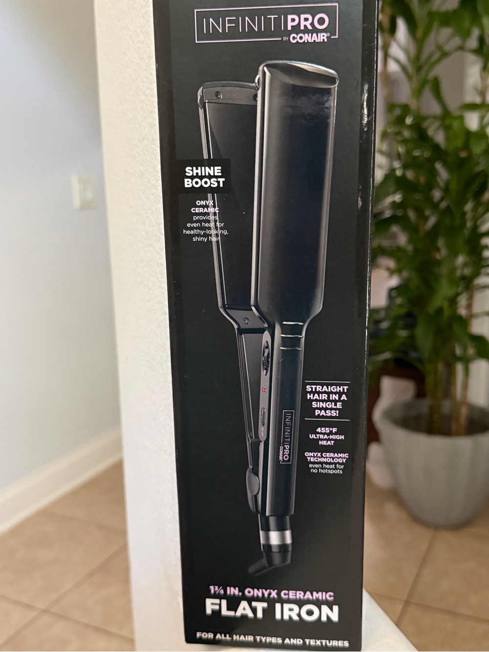 Flat Iron, New, Conair InfinitiPRO Onyx Ceramic 1.5"